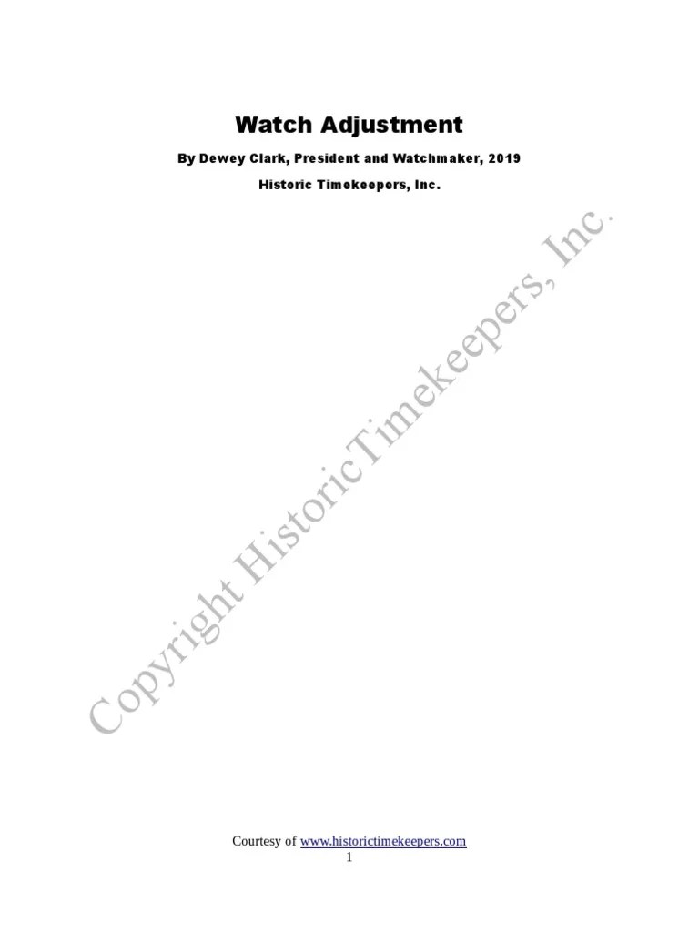 Watch Adjustment | PDF | Horology | Mechanical Engineering