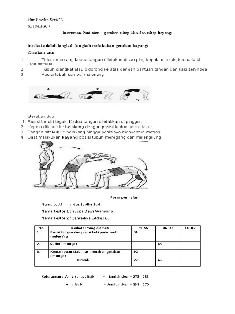 Instrumen Penilaian Kayang Dan Sikap Lilin | PDF