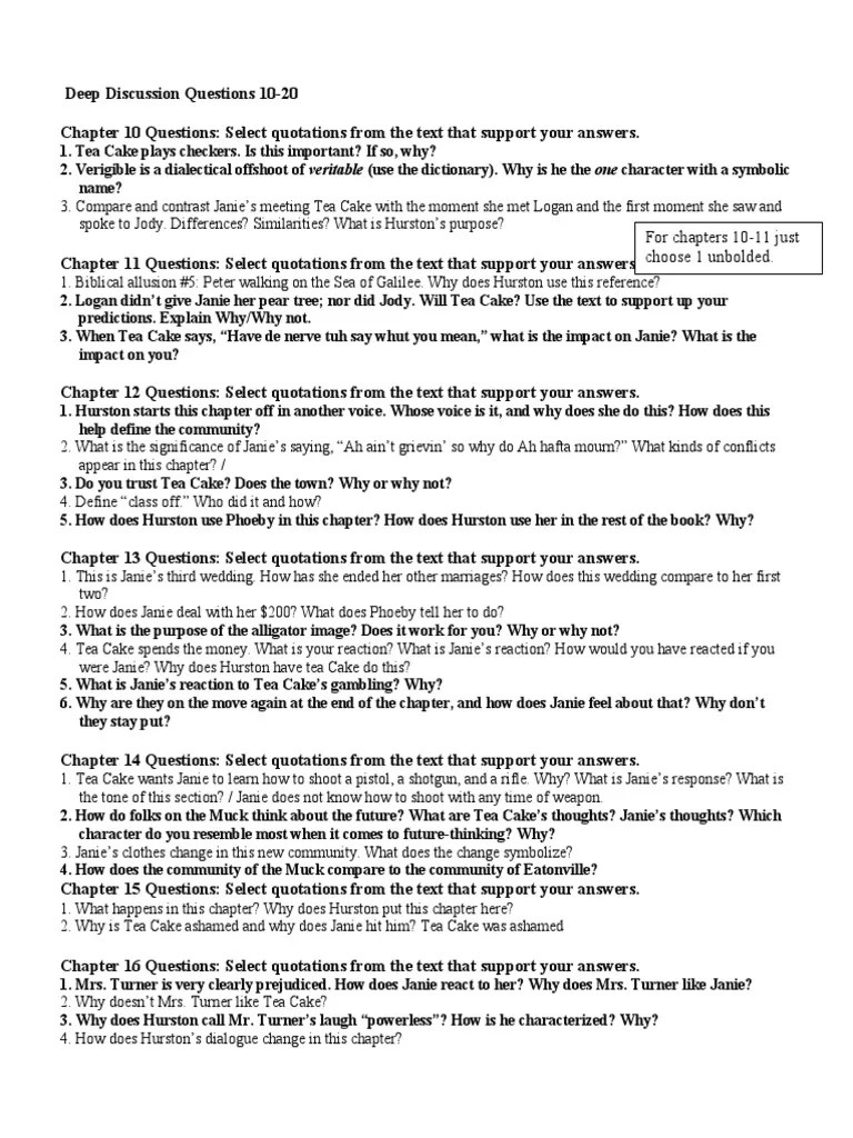 Deep Discussion Questions Chapters 10-20 | PDF | Books