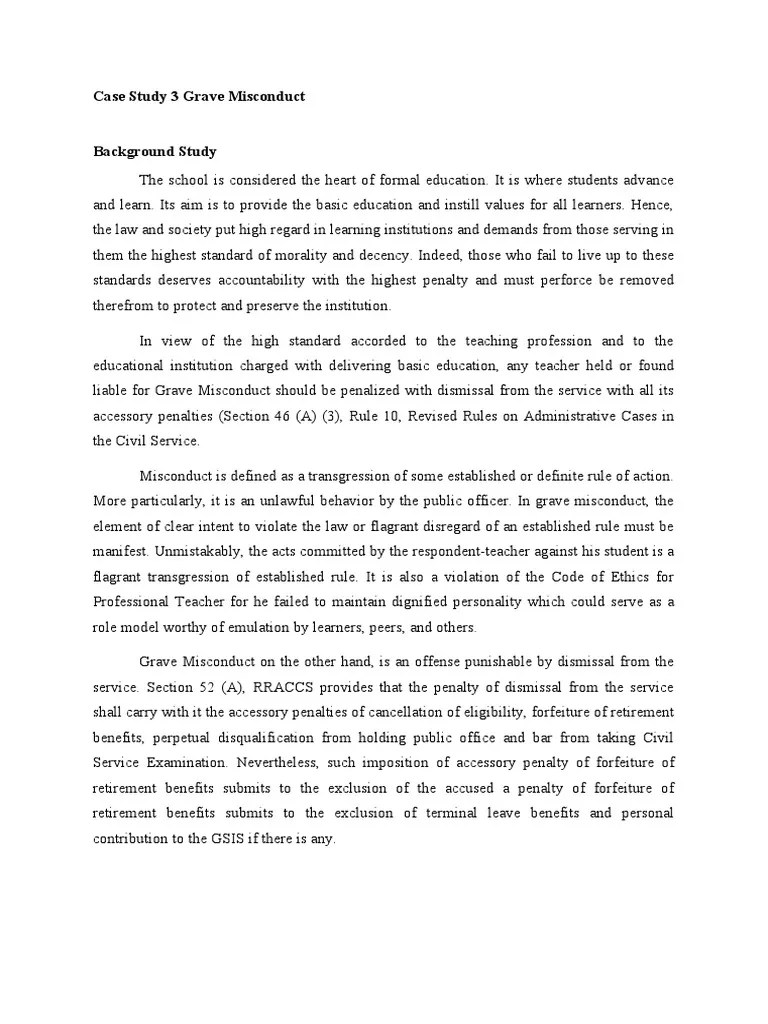 Case Study 3 Grave Misconduct PDF Appeal Crime & Violence