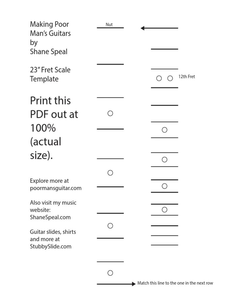 Making Poor Mans Guitars 23 Inch Fret Scale Template PDF