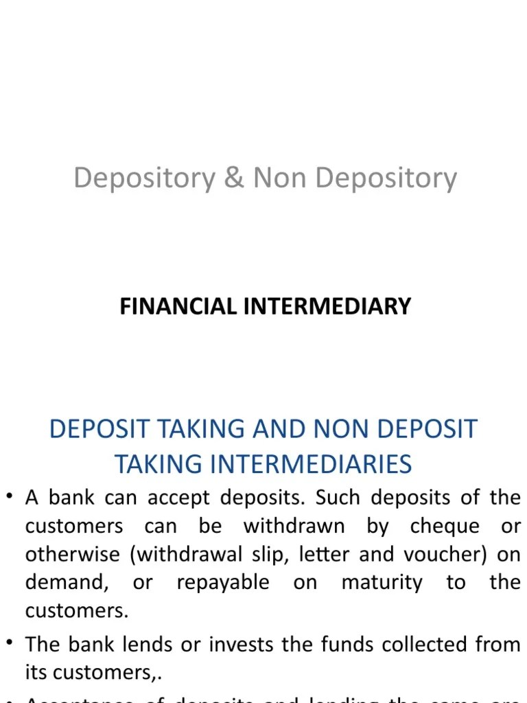 Depository & Non Depository Financial Intermediary PDF Pension
