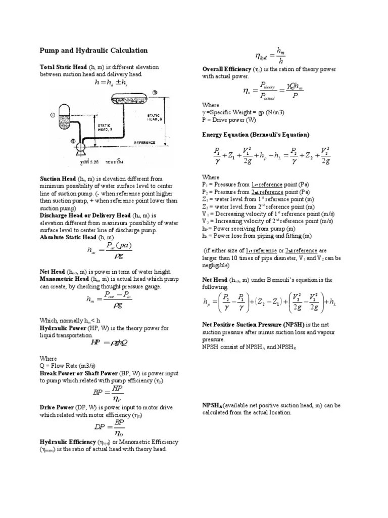 Pump and Hydraulic Calculation PDF Pump Hydraulics