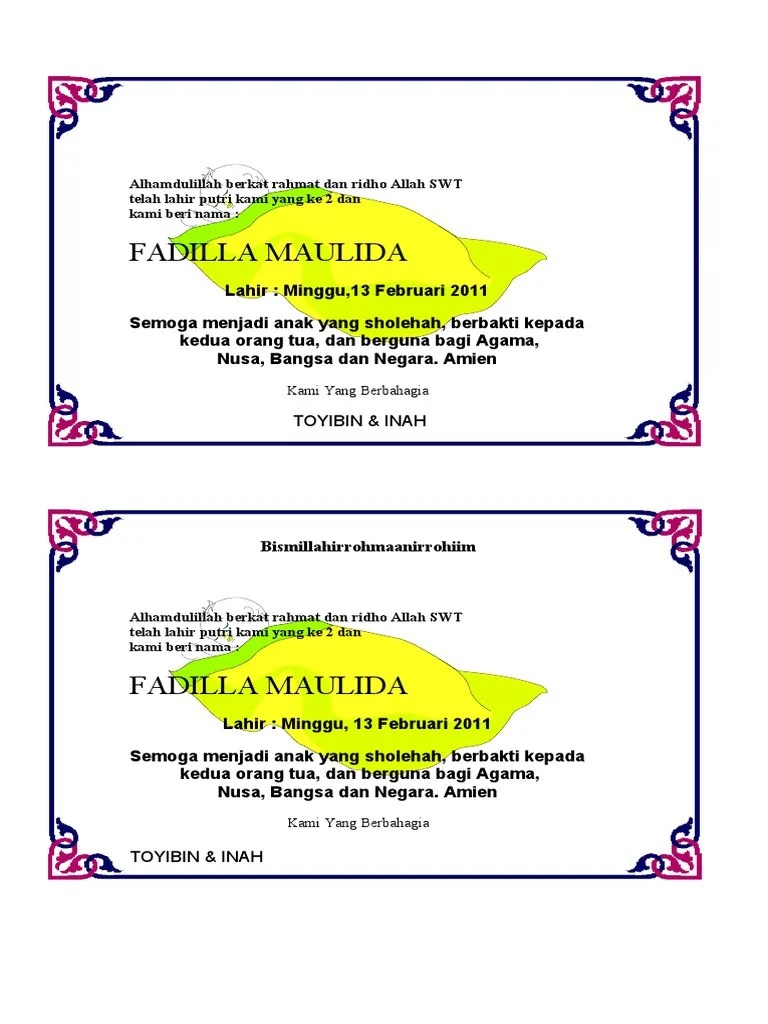 undangan kelahiran bayi
