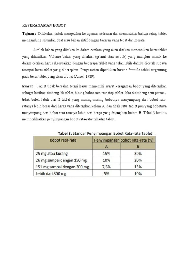 Tugas QC Uji Tablet | PDF