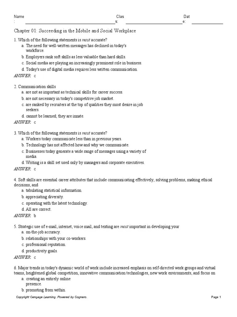 Chapter 01: Succeeding in The Mobile and Social Workplace: Answer: C