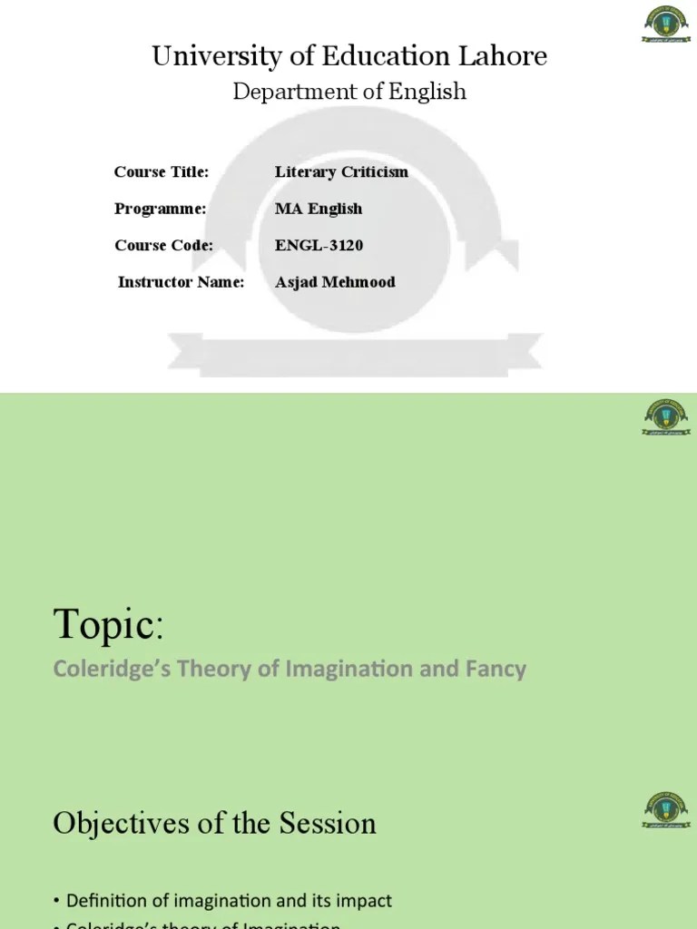21 Coleridge's Theory of Imagination and Fancy Download Free PDF