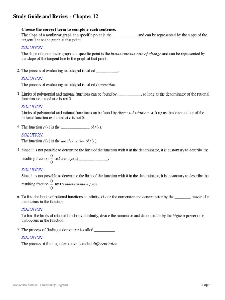 Study Guide and Review - Chapter 12: Esolutions Manual - Powered by