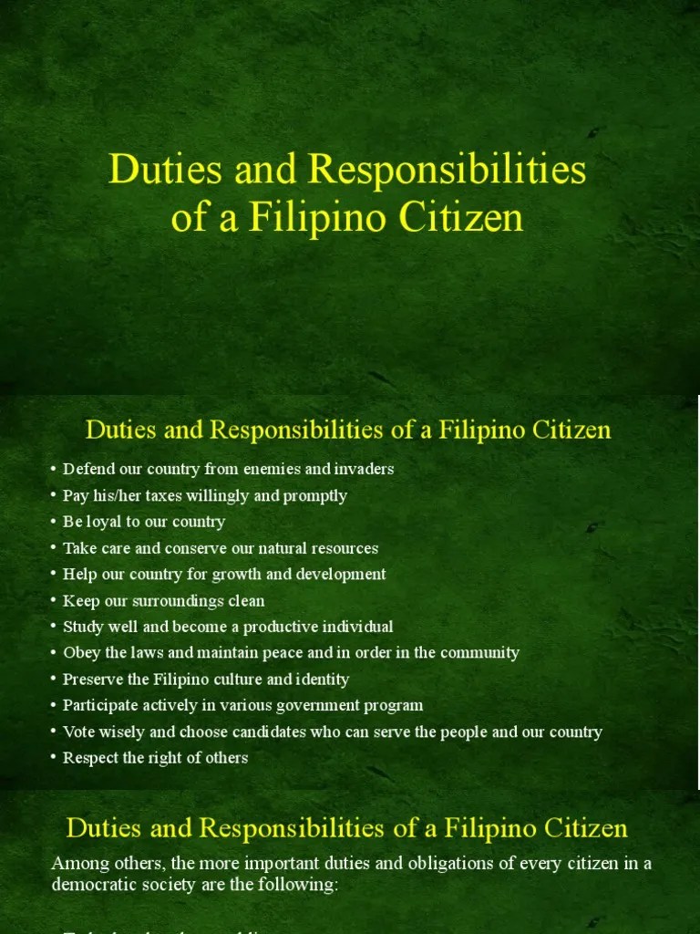 Duties and Responsibilities of A Filipino Citizen PDF