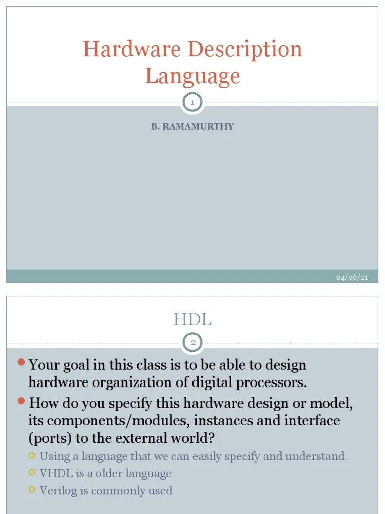 An Introduction to Hardware Description Languages A Comparison of