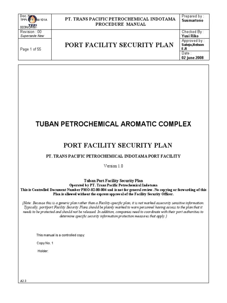 PM Port Facility Security Plan PDF Transport Business