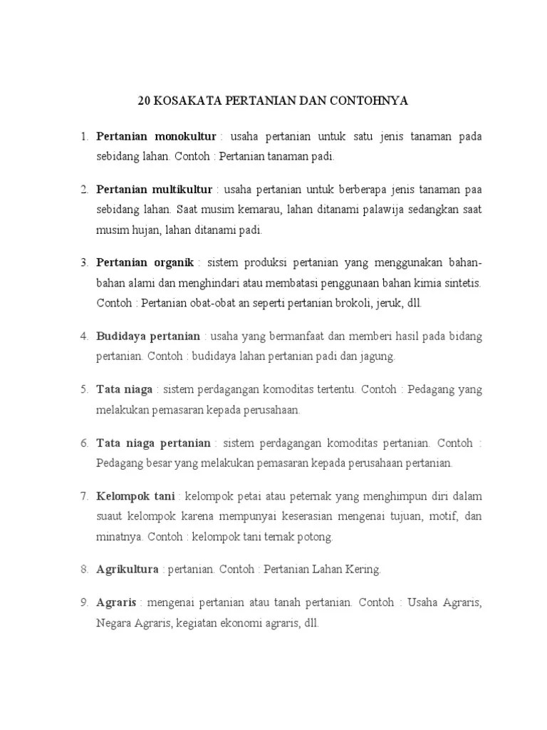 20 Kosakata Pertanian Dan Contohnya | PDF