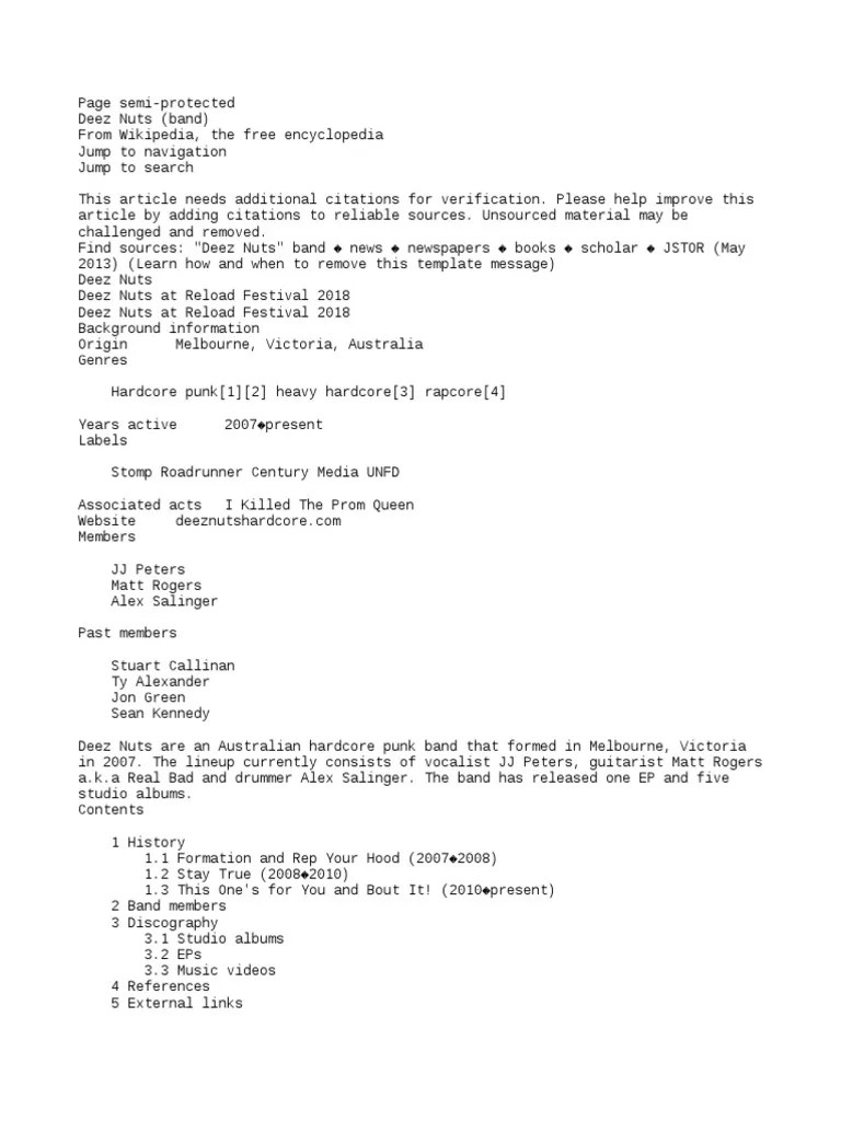 Deez Nuts PDF Music Organizations Musicians