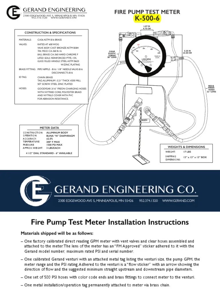 Fire Pump Test Meter Gerand Engineering PDF Pipe (Fluid Conveyance