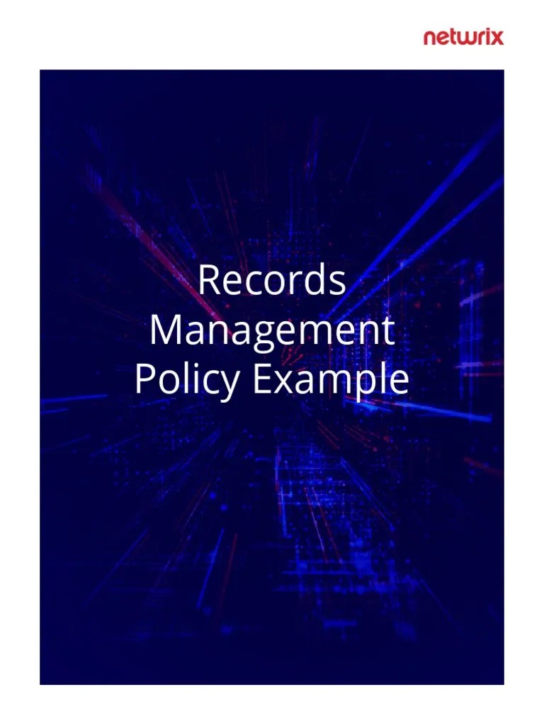 Records Management Policy Example PDF Records Management Chief Information Officer