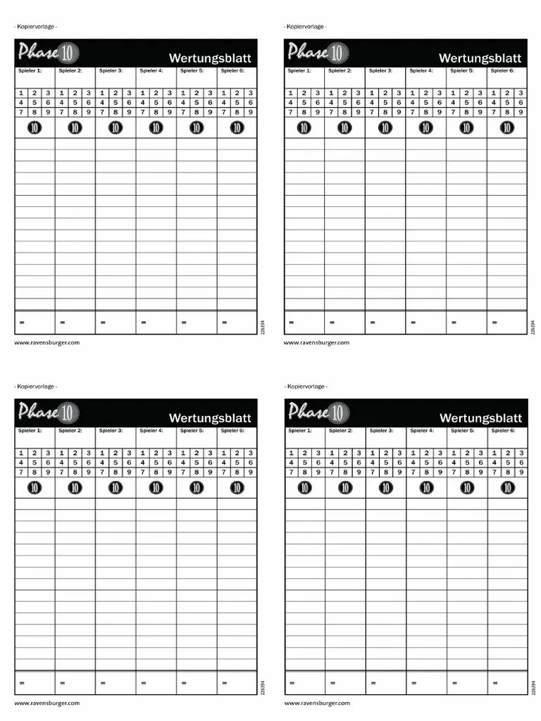 Phase 10 (Wertungsblatt) | PDF