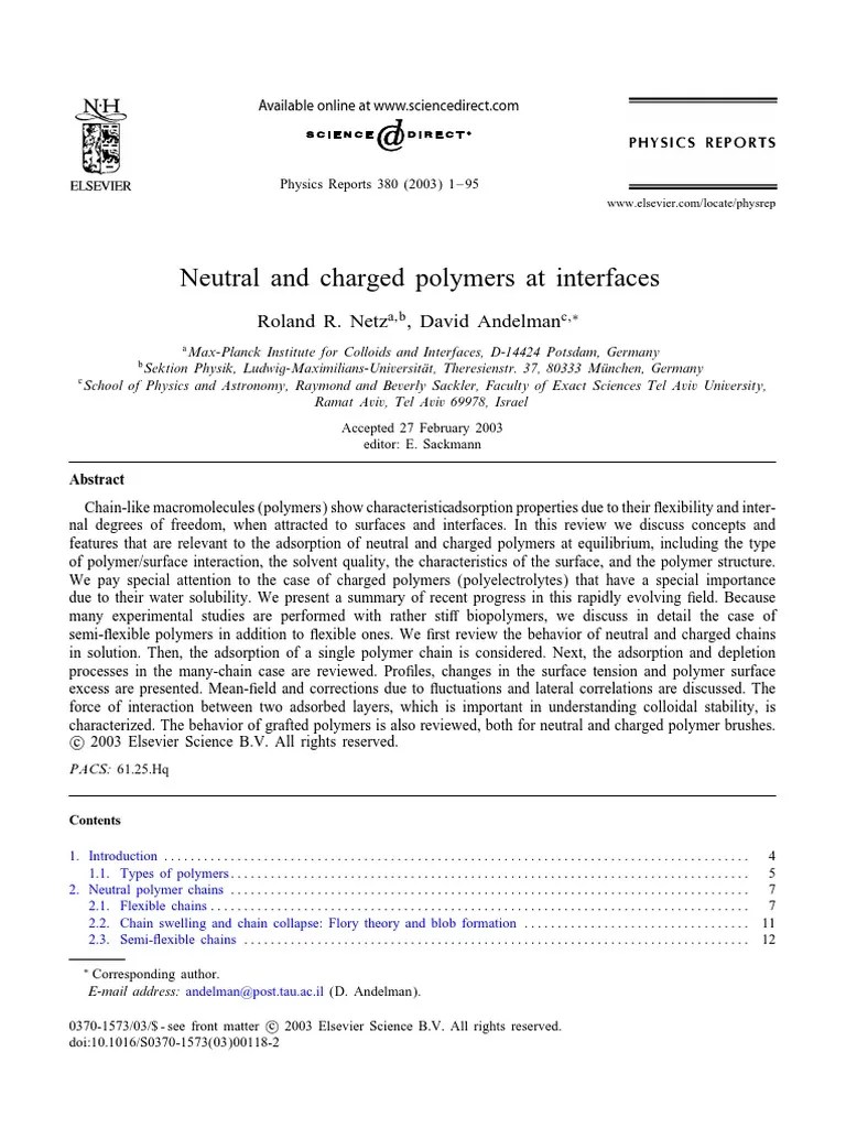 Neutral and Charged Polymers at Interfaces Roland R. Netz, David