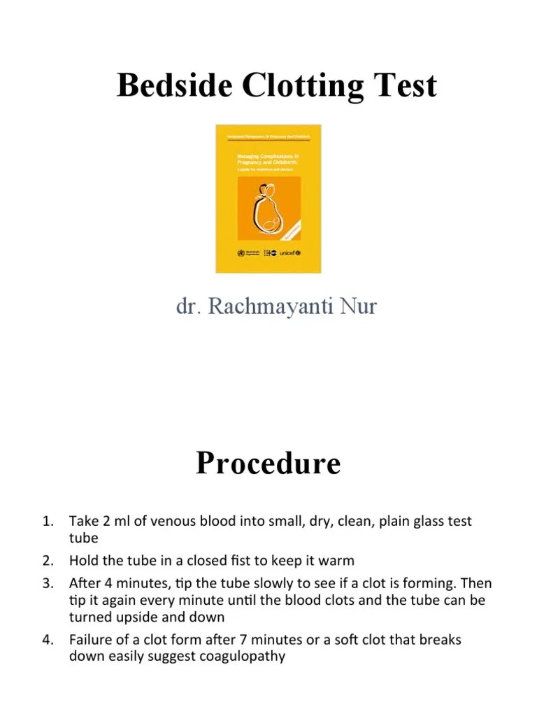 Bedside Clotting Test Dr. Rachmayanti Nur PDF