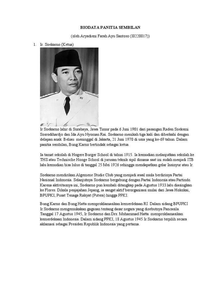 Biodata Panitia Sembilan