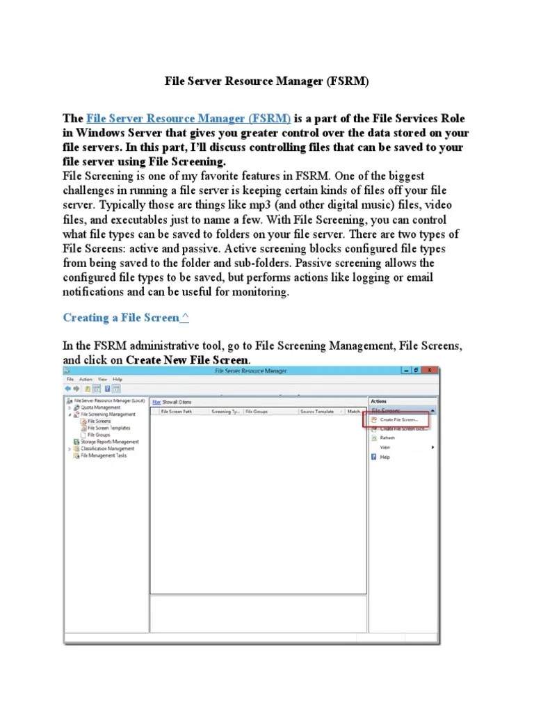 File Server Resource Manager PDF Computer File File Format