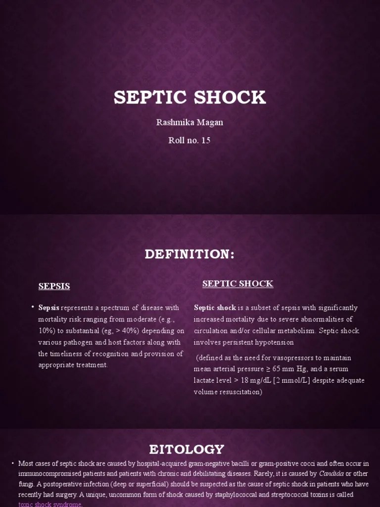Septic Shock Rashmika Magan Roll No. 15 PDF Sepsis Shock