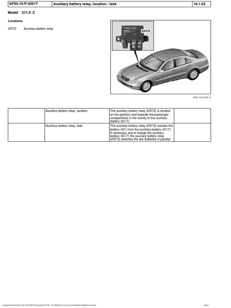 W211 Auxiliary Battery Relay Location PDF