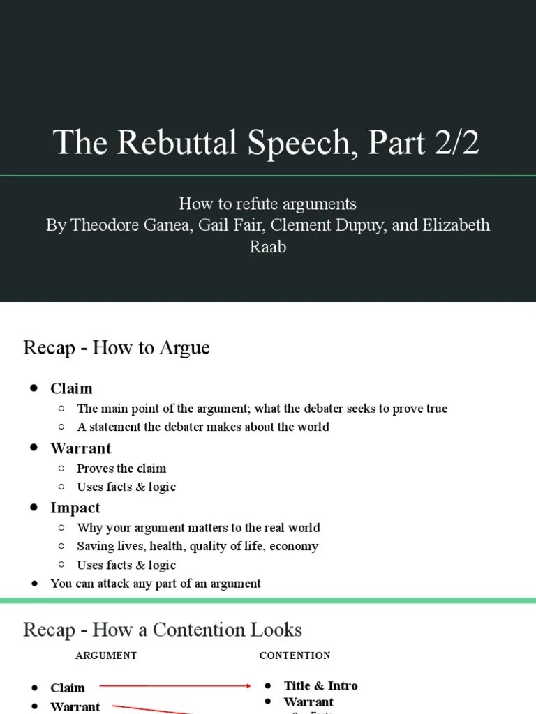 The Rebuttal Speech, Part 2/2 How To Refute Arguments by Theodore Ganea, Gail Fair, Clement