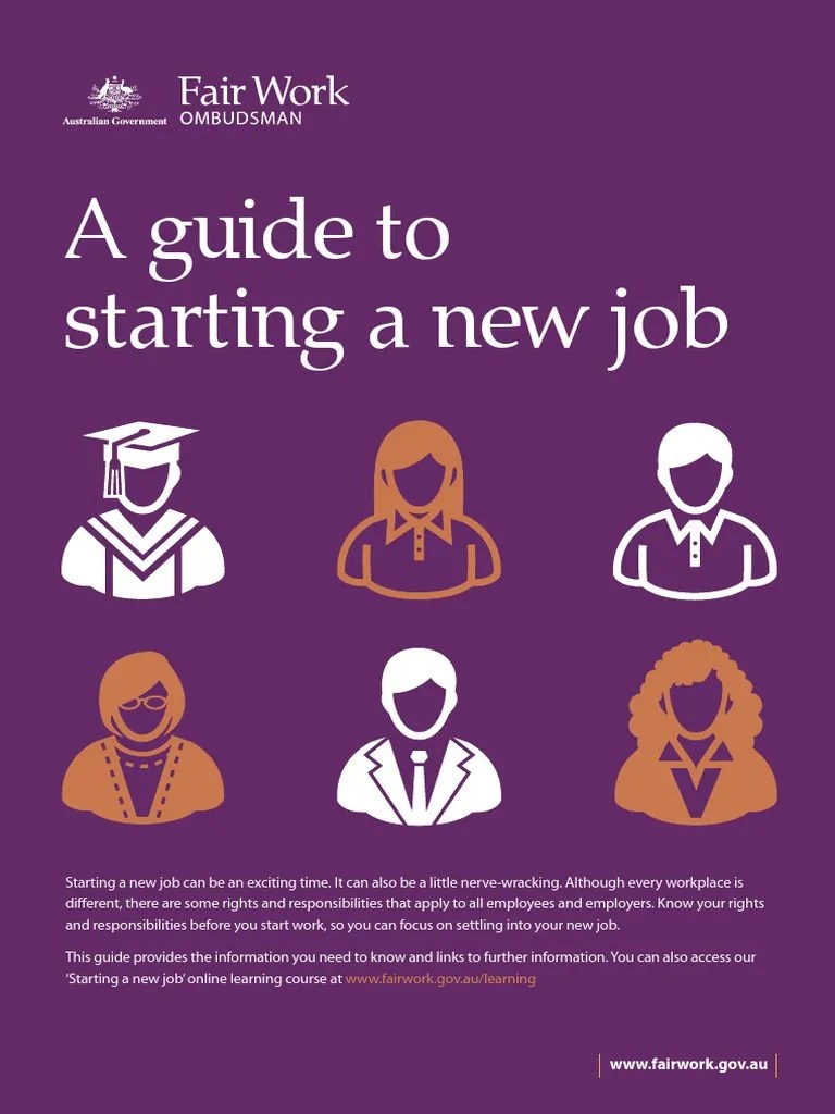A Guide To Starting A New Job WWW Fairwork.gov Au/learning PDF Employment Labor