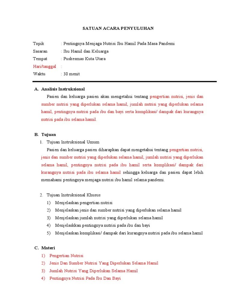 Sap Penyuluhan Nutrisi Pada Ibu Hamil | PDF