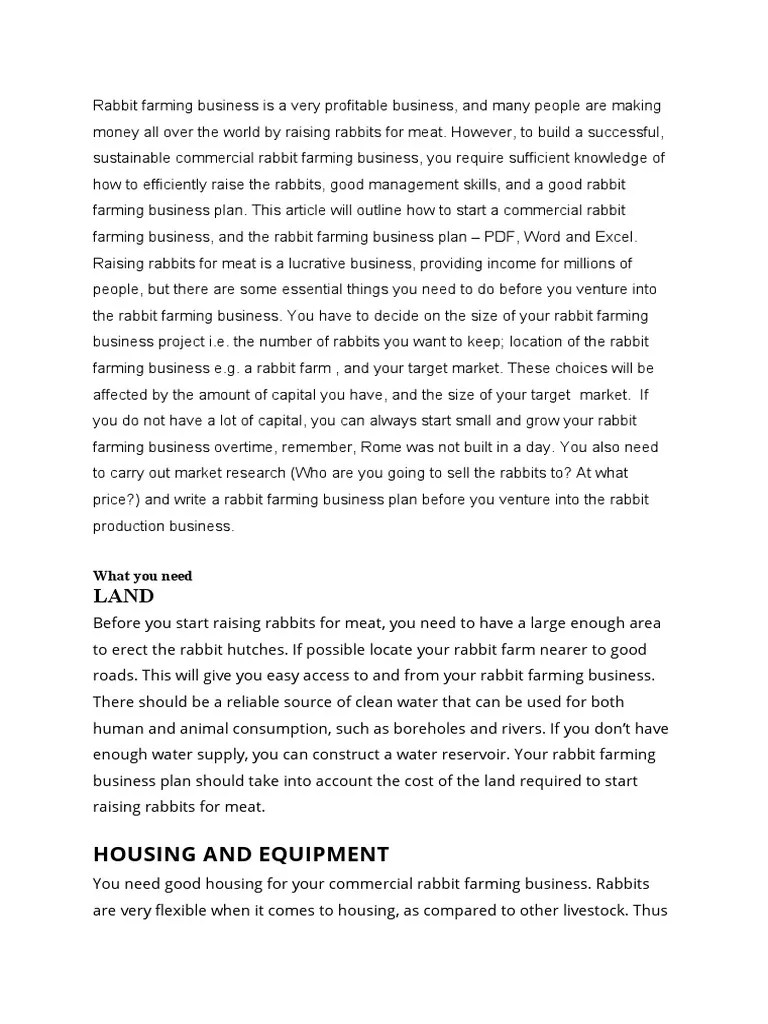 Rabbit Farming Business Is A Very Profitable Business PDF Selective