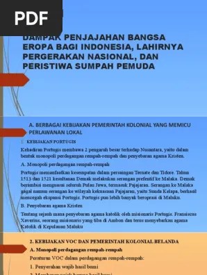 Sejarah Bab 6 Dampak Penjajahan Bangsa Eropa Bagi Indonesia&hellip;&hellip; | PDF