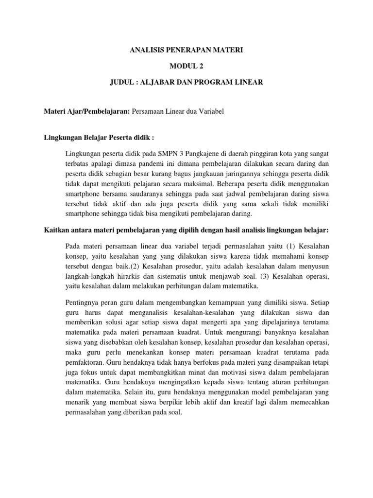 Analisis Penerapan Materi Modul 2 . | PDF