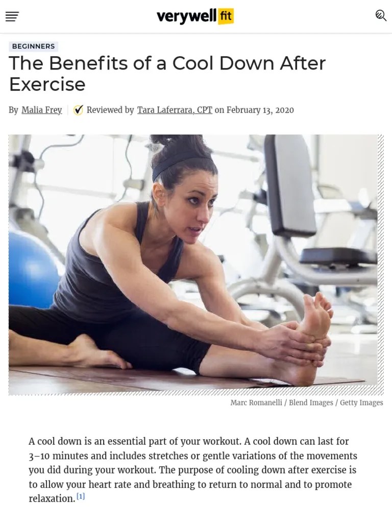The Benefits of A Cool Down After Exercise PDF Strength Training