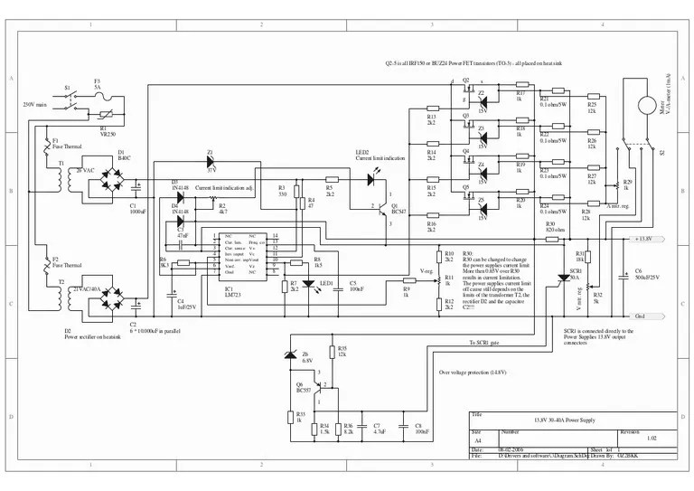 13.8V 40A Power Supply Schematic Prints | Rectifier | Manufactured Goods