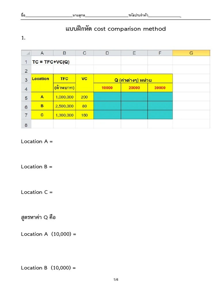 Cost Comparison Method PDF