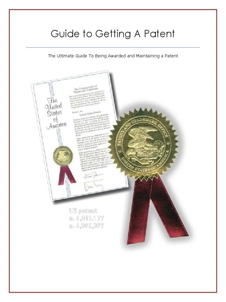 Guide To Getting A Patent PDF Patent Application Patent