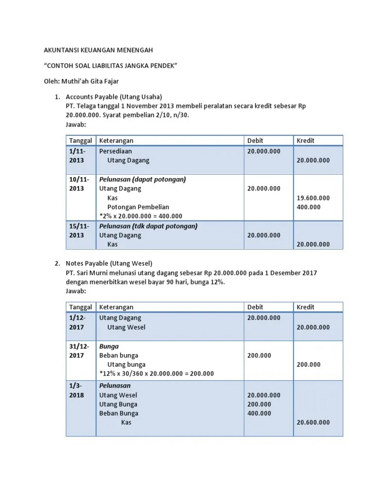 Contoh Soal Current Liabilities | PDF