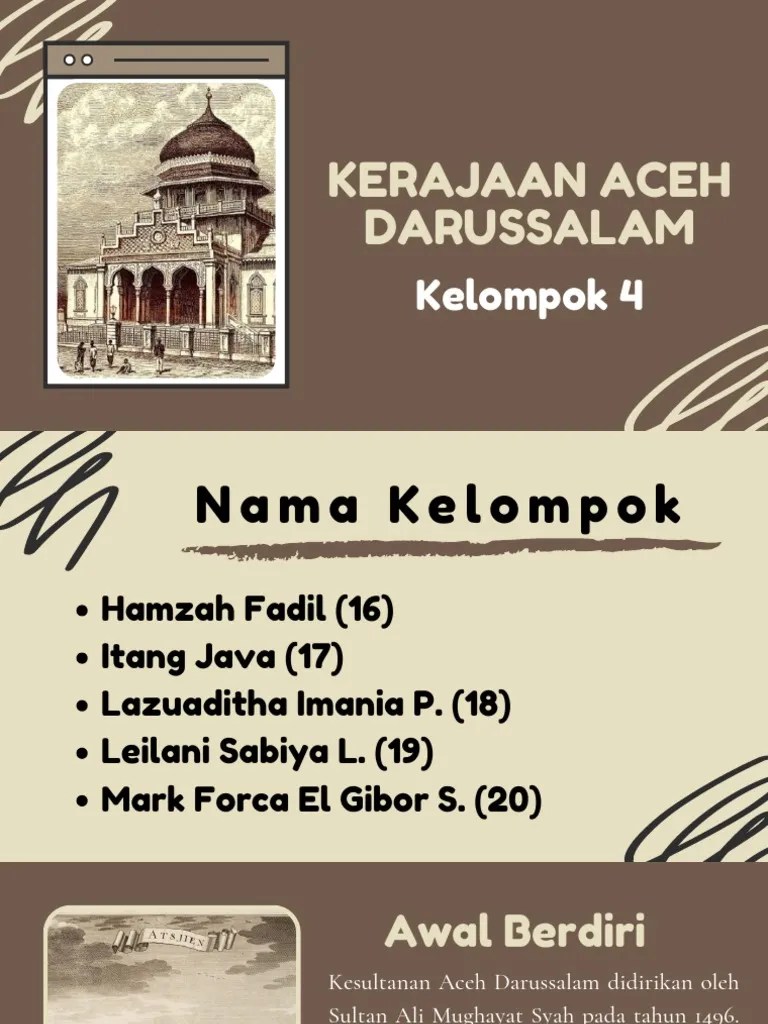 Kelompok 4 Tugas Sejarah Kerajaan Aceh Darussalam | PDF