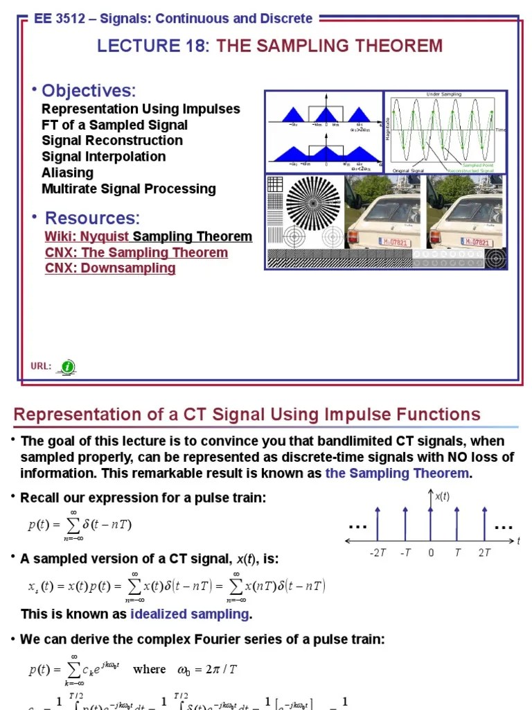 Objectives The Sampling Theorem PDF Sampling (Signal Processing