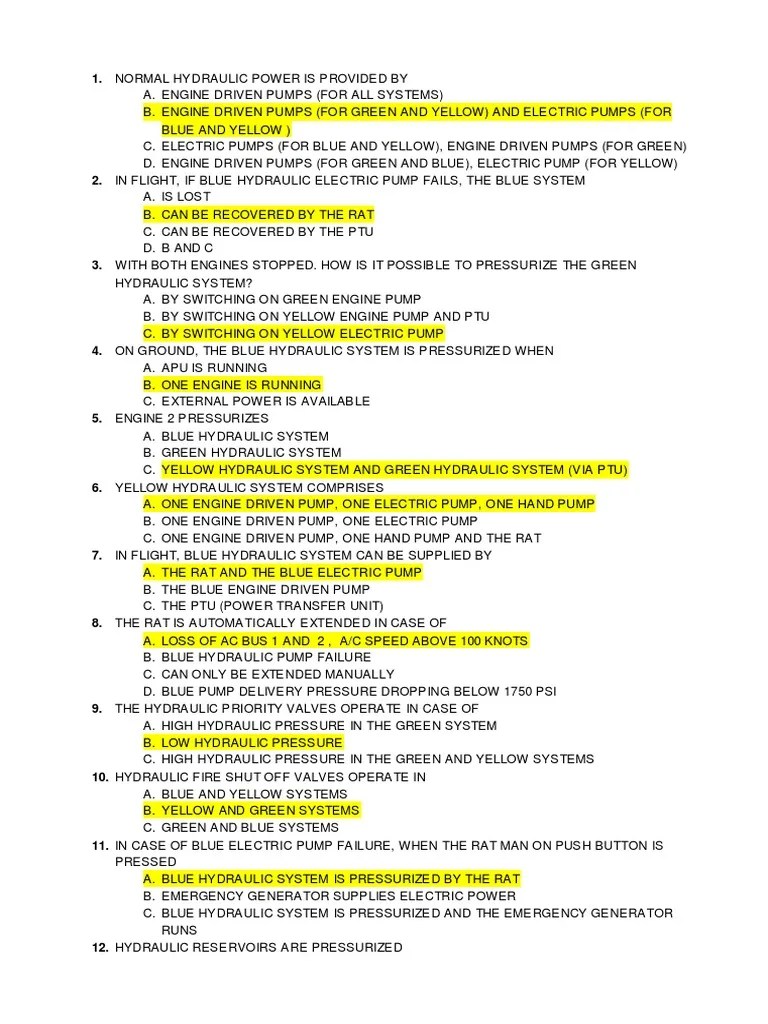 Hydraulic System Quiz PDF Pump Hydraulics