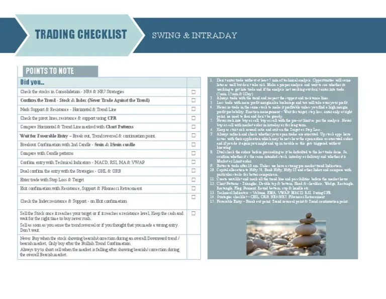Trading Checklist PDF Day Trading Market Trend