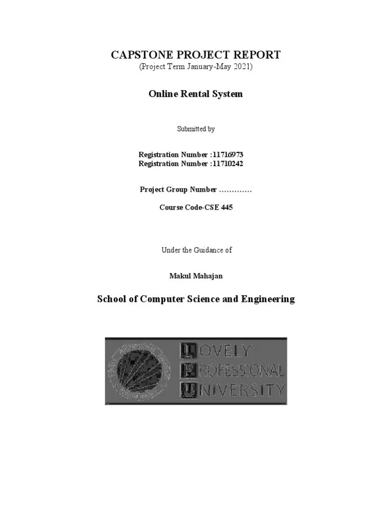 Capstone Project Report Online Rental System PDF Online Shopping