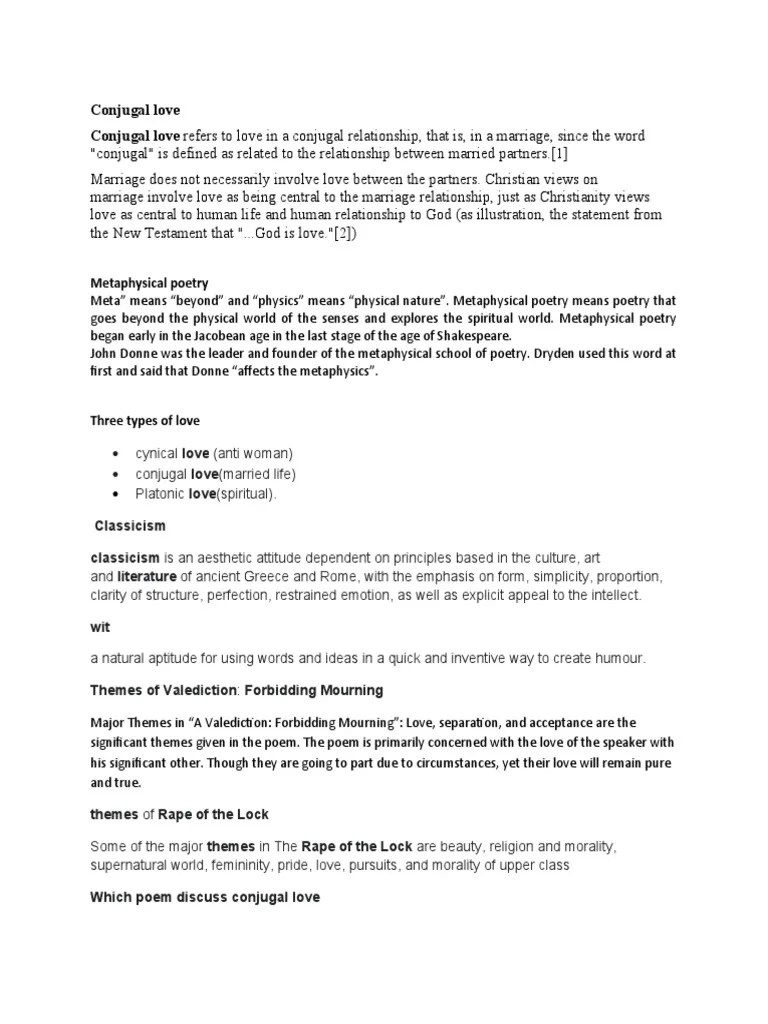 Conjugal Love Conjugal Love Refers To Love in A Conjugal Relationship