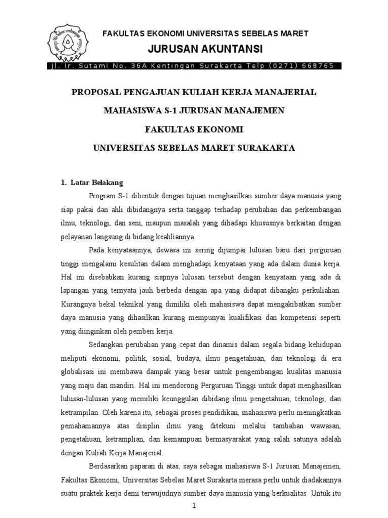 CONTOH PROPOSAL PENGAJUAN PRAKTEK KERJA LAPANGAN