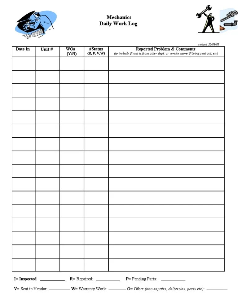 Mechanics Daily Work Order Assign Form