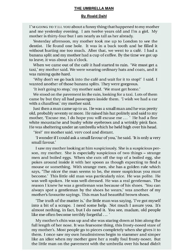 The Umbrella Man SHORT STORY PDF