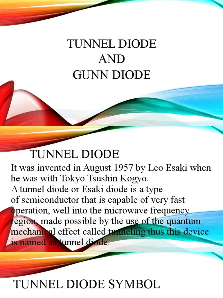 Exploring the Operation and Applications of Tunnel Diodes and Gunn Diodes PDF Diode