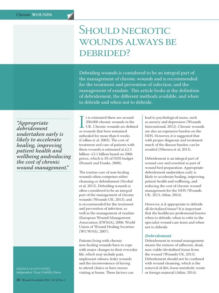 Should Necrotic Wounds Always Be Debrided? Download Free PDF Wound