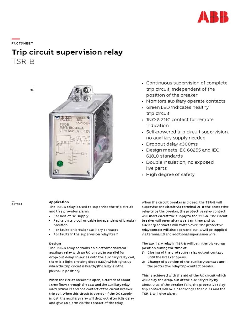 Product Guide Trip Circuit Supervision Relay TSRB PDF Relay