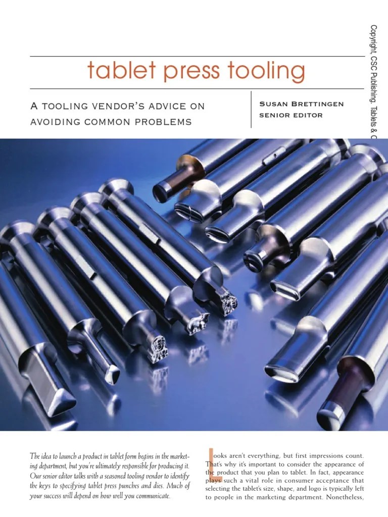Tablet Press Tooling A Tooling Vendor's Advice On Avoiding Common Problems PDF Tablet